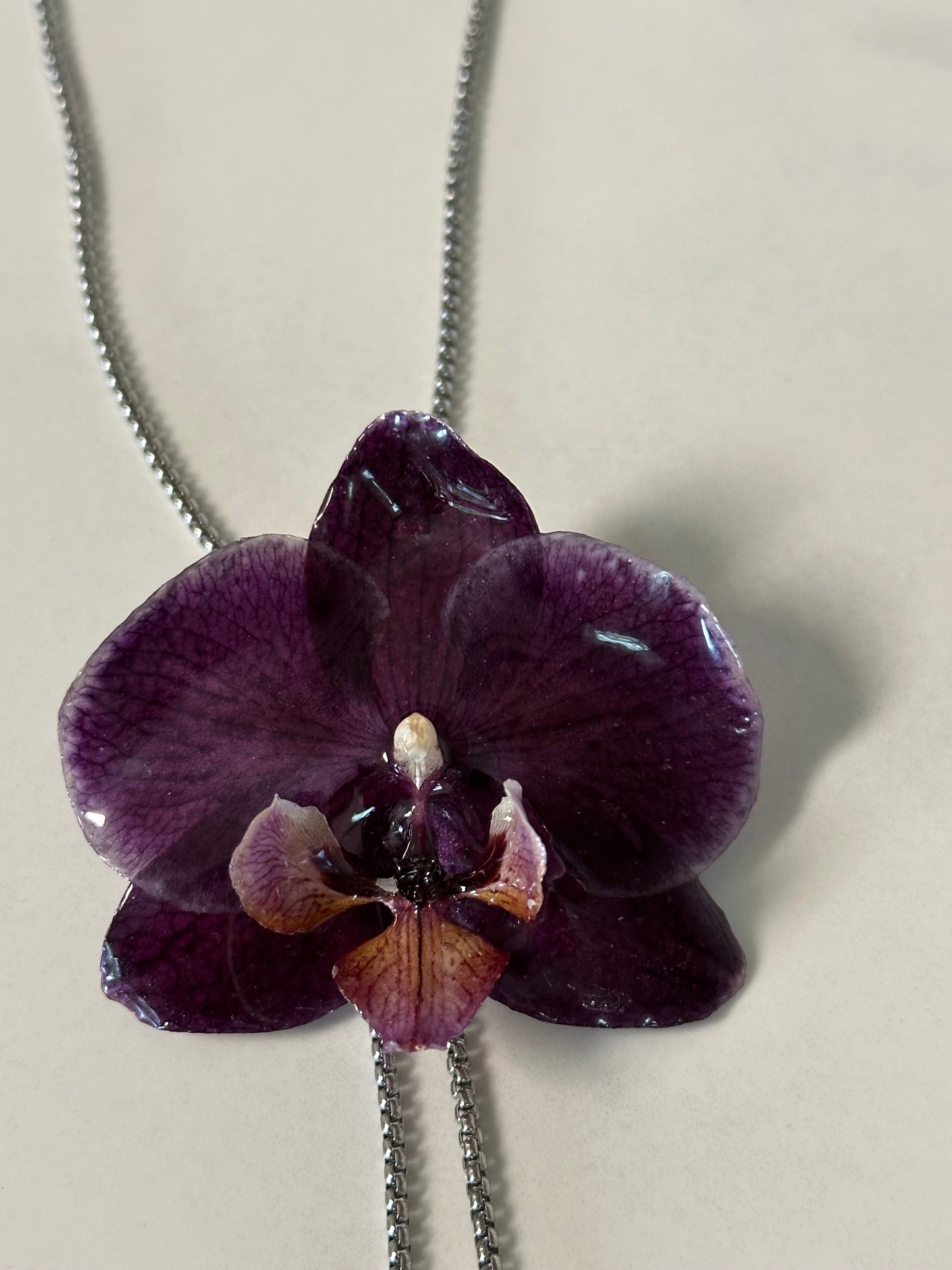 adjustable purple orchid necklace
