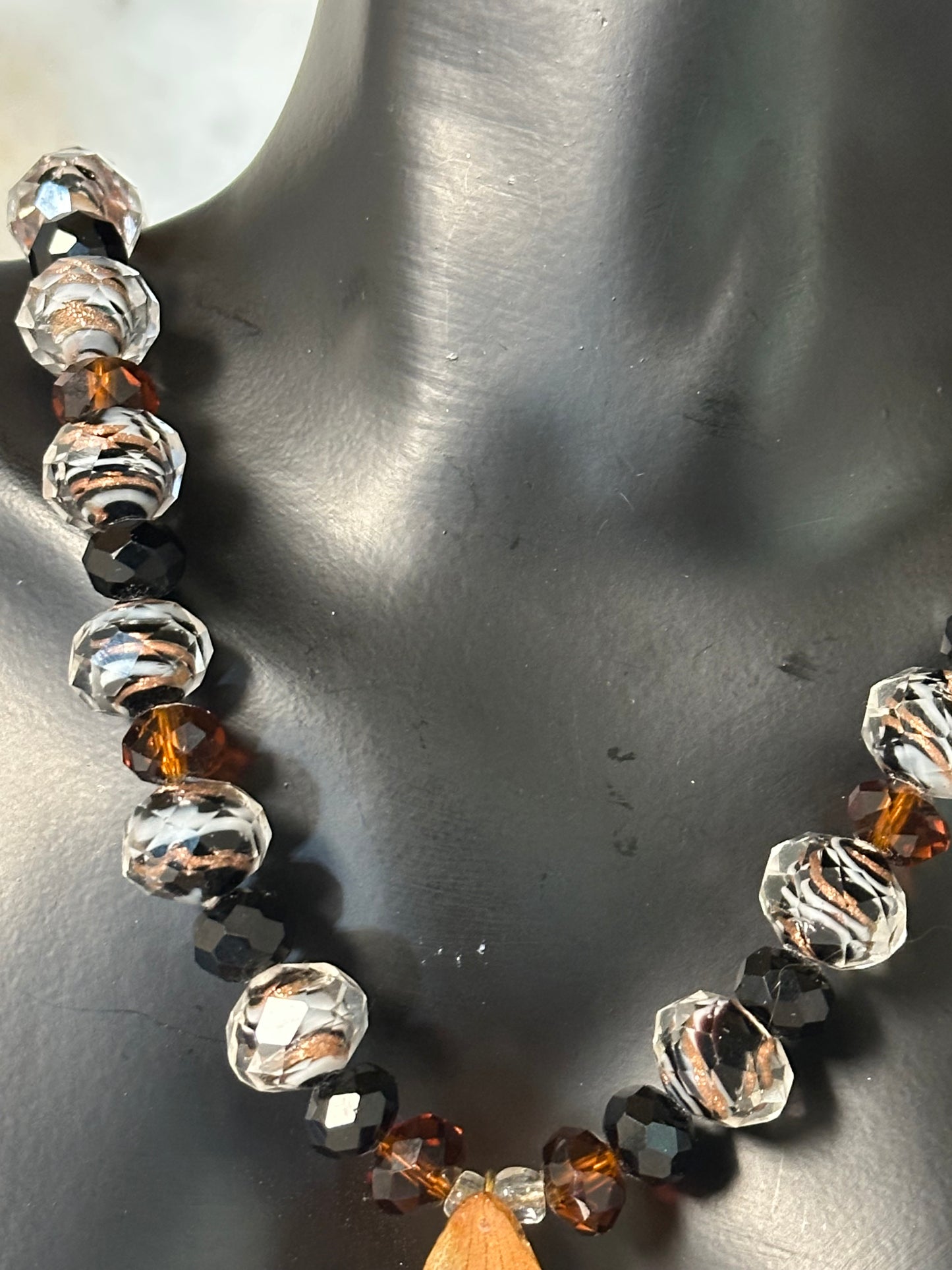 Orange cattleya necklace with earring