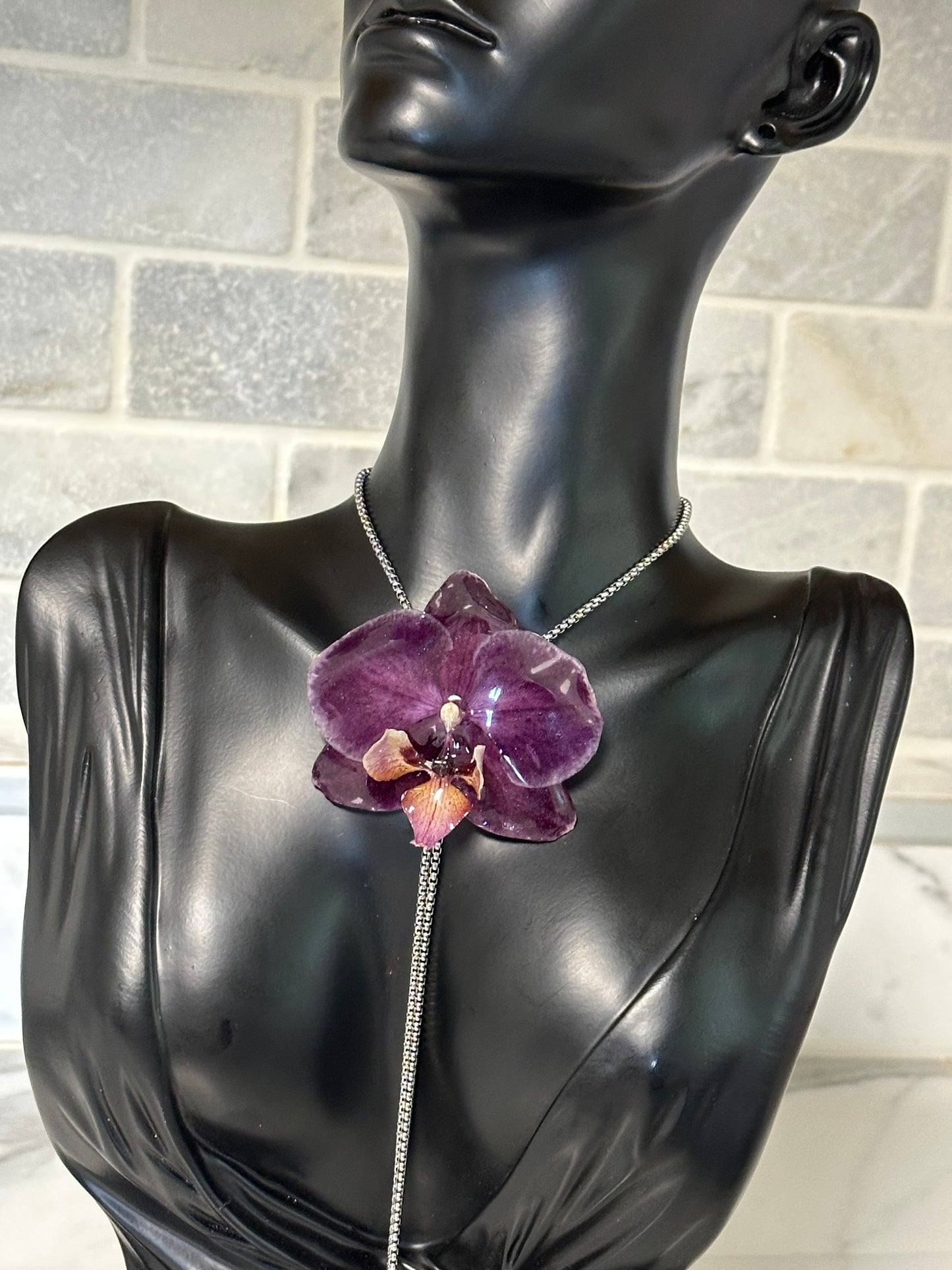 adjustable purple orchid necklace