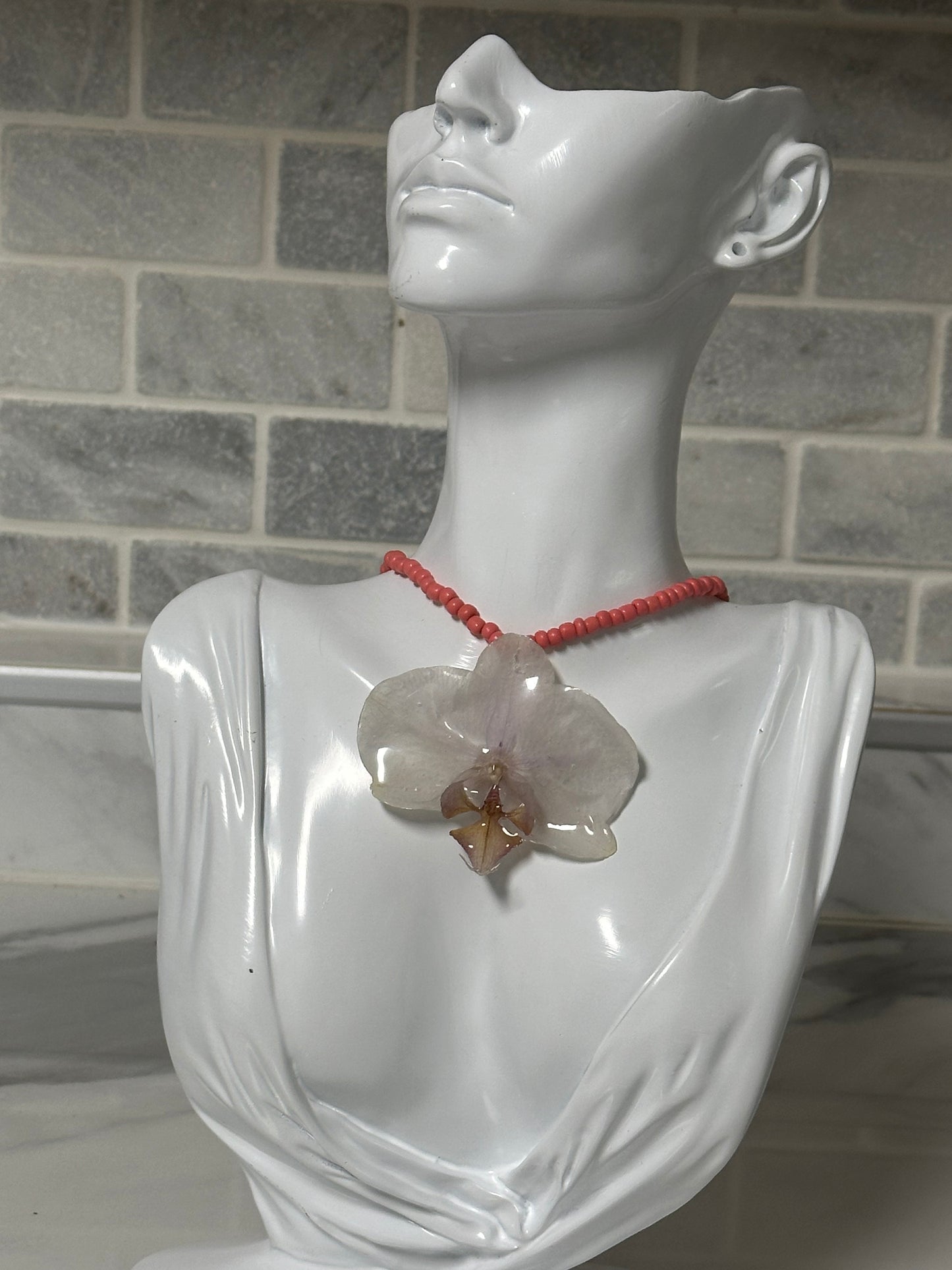 white and blush phalaenopsis necklace