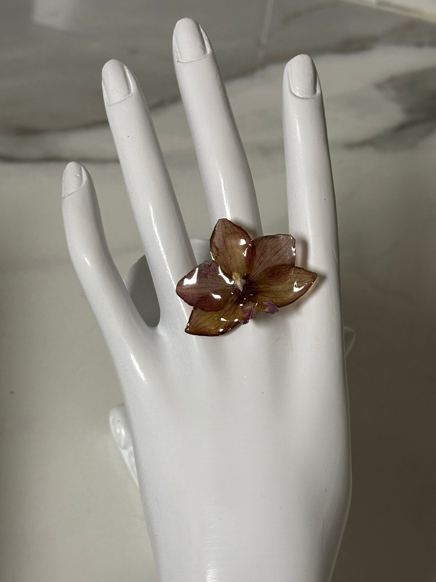 mini orchid adjustable size finger ring