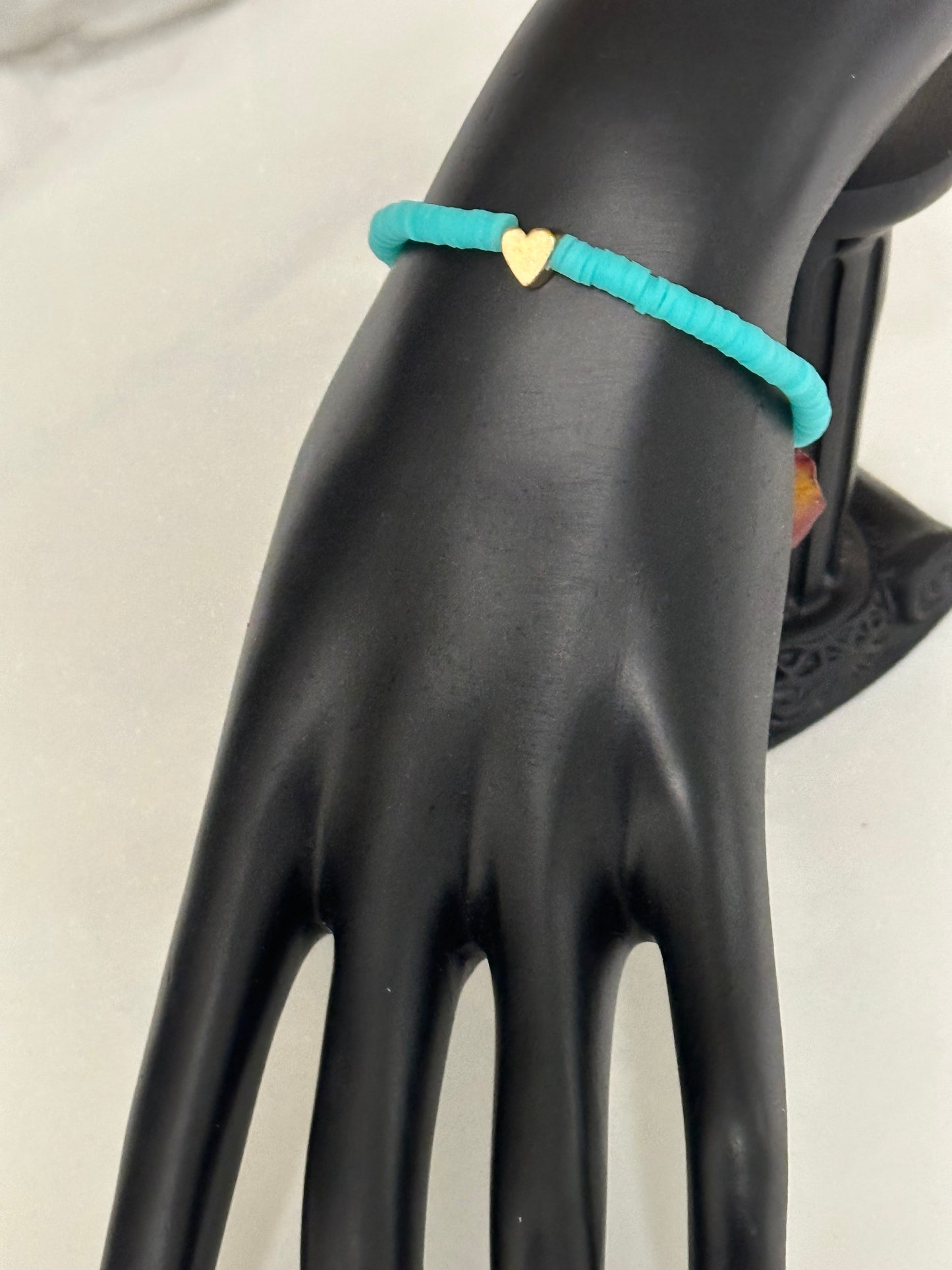 turquoise stretchy orchids bracelet
