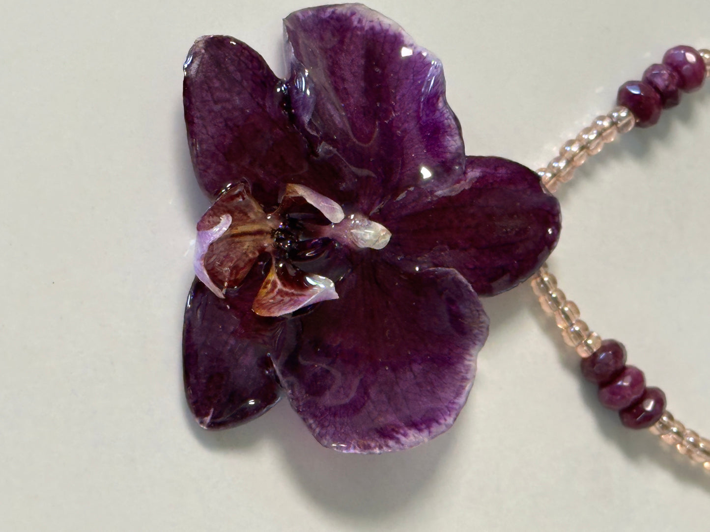 purple phalaenopsis orchids necklace set