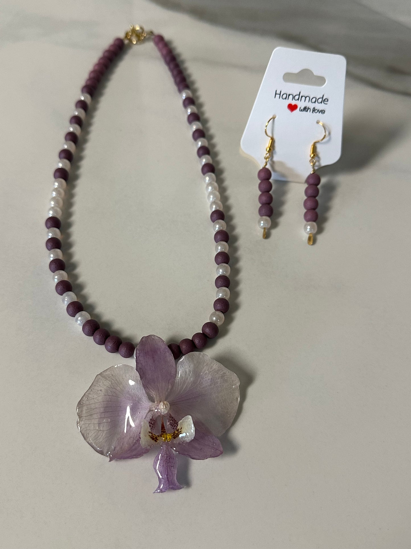 schilleriana phalaenopsis neckless with earrings