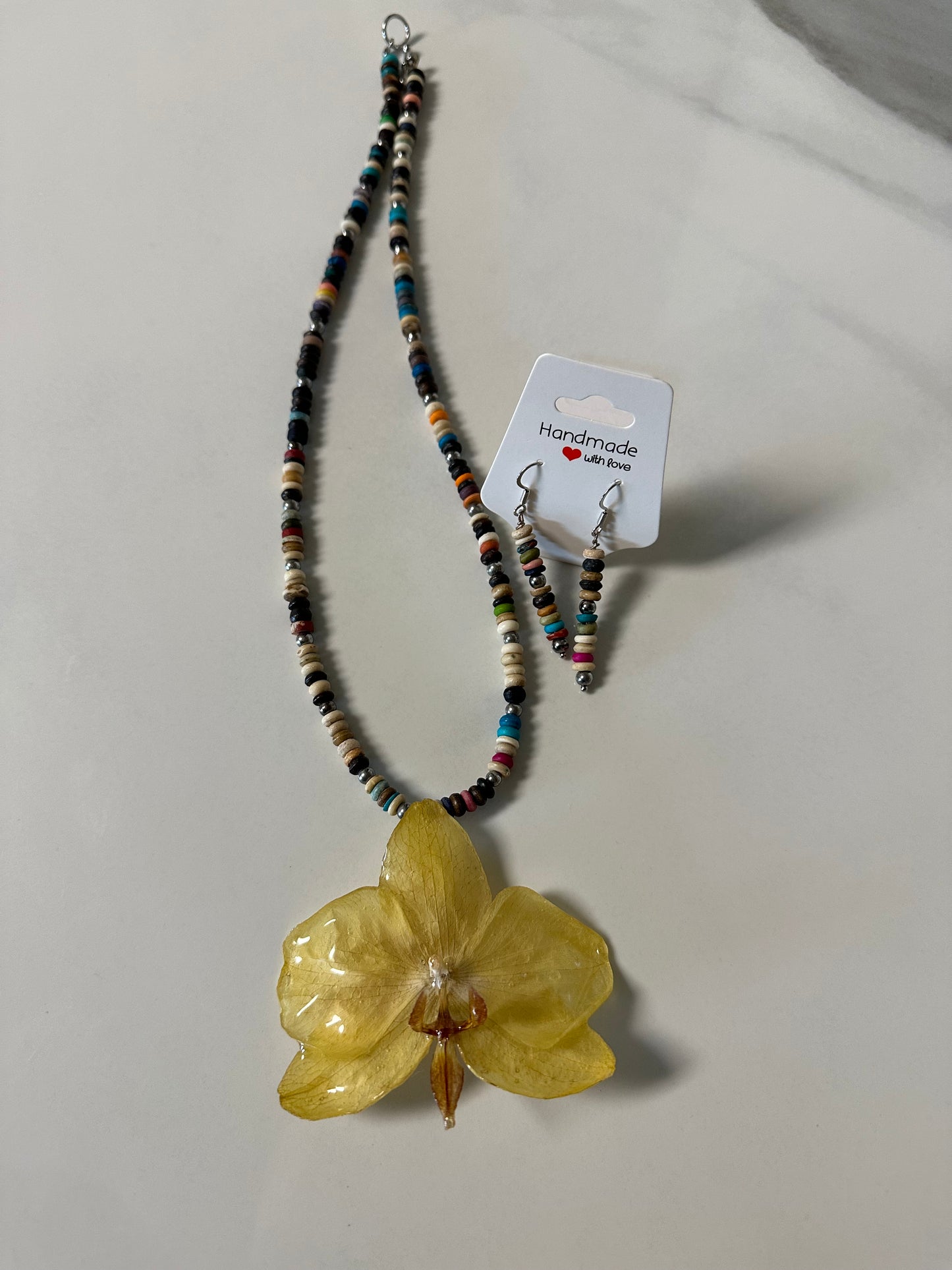 phalaenopsis orchids necklace with earrings