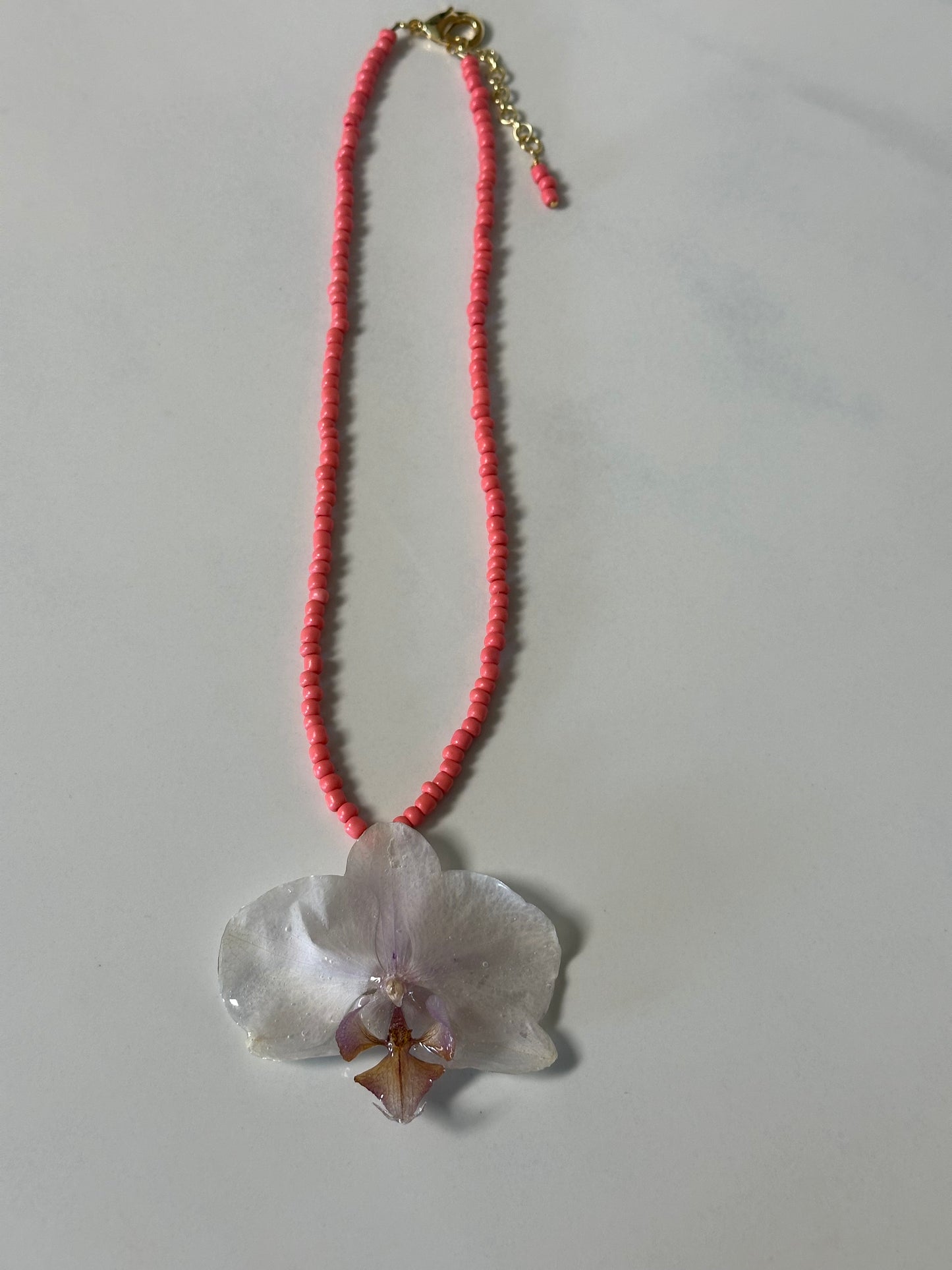 white and blush phalaenopsis necklace