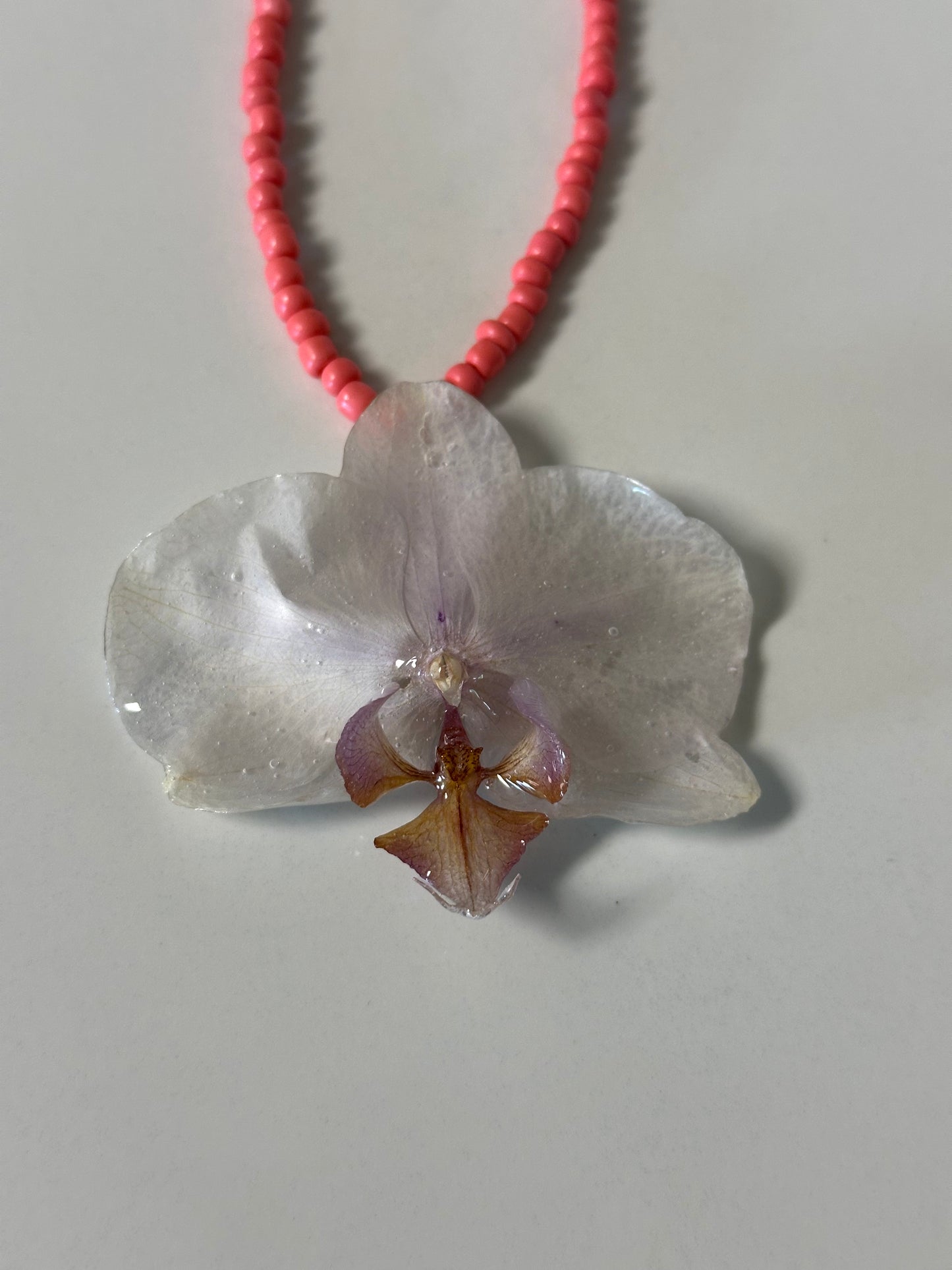 white and blush phalaenopsis necklace