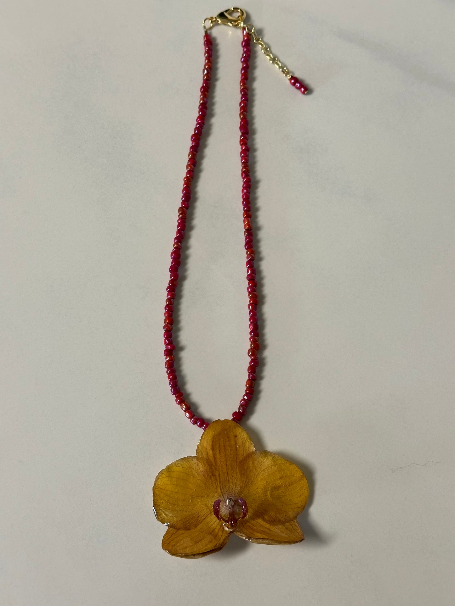 yellow orchid necklace