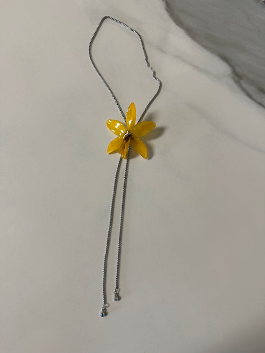 Adjustable yellow orchid necklace