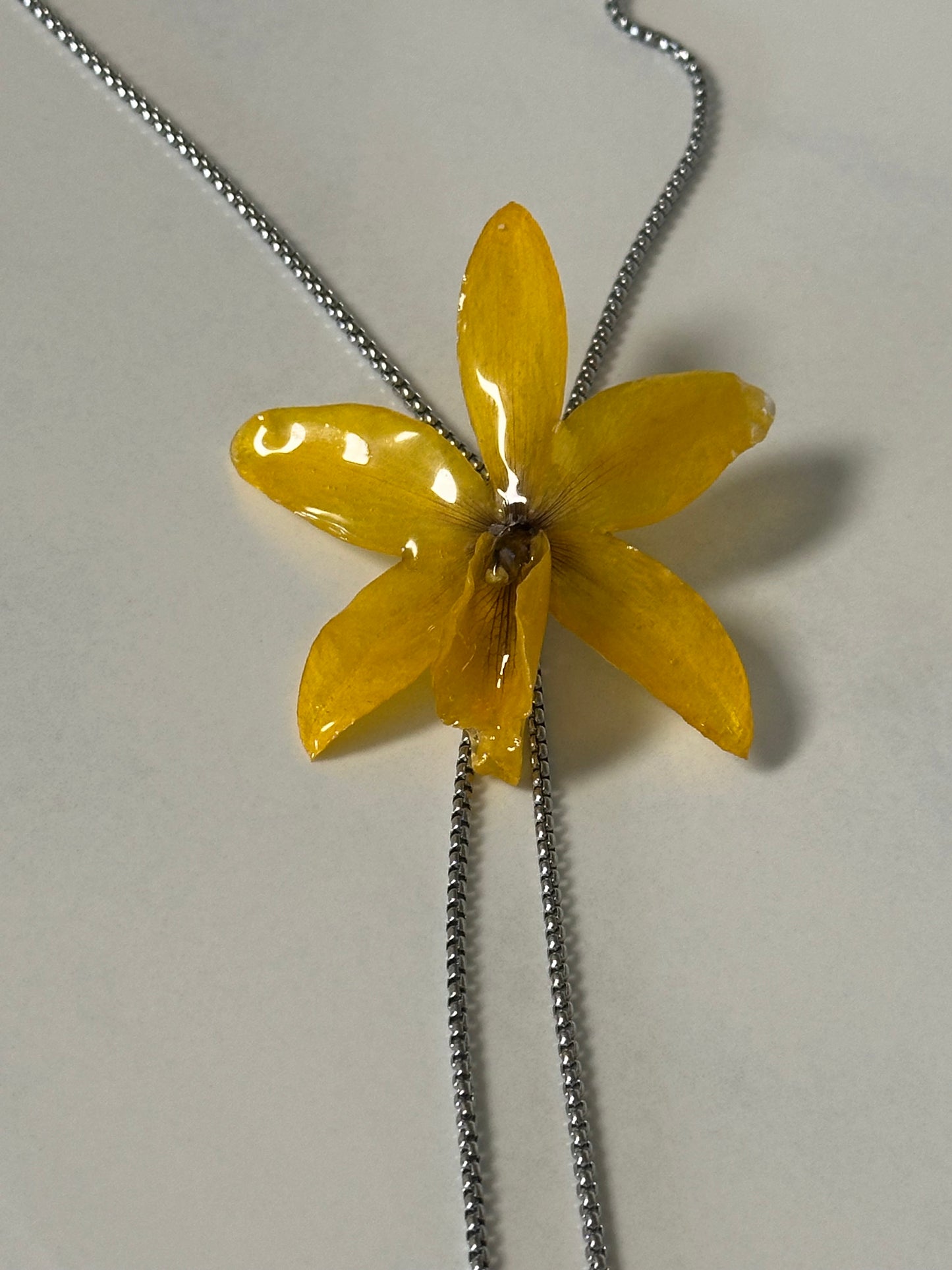 Adjustable yellow orchid necklace