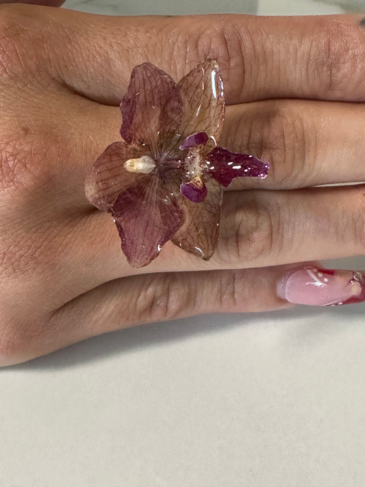 mini orchid adjustable size  finger ring