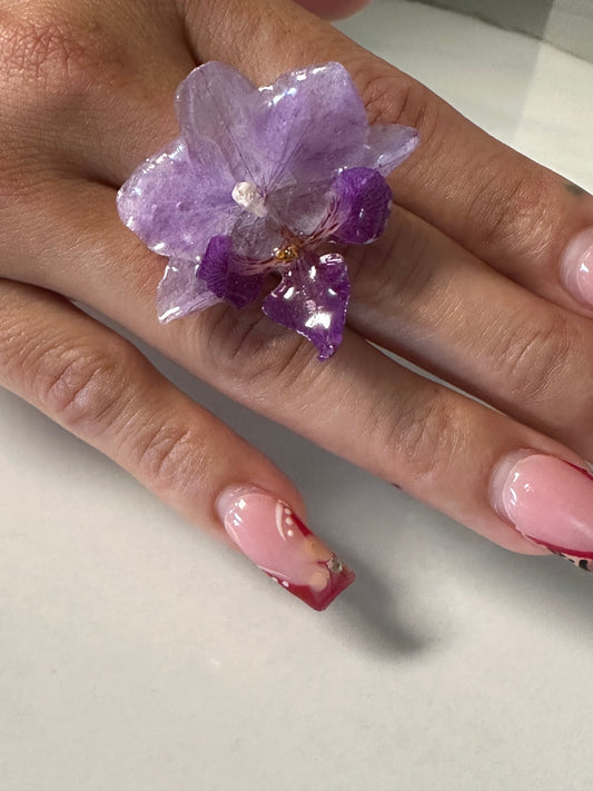 mini orchid adjustable size finger ring