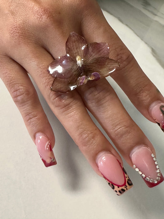 mini orchid adjustable size finger ring