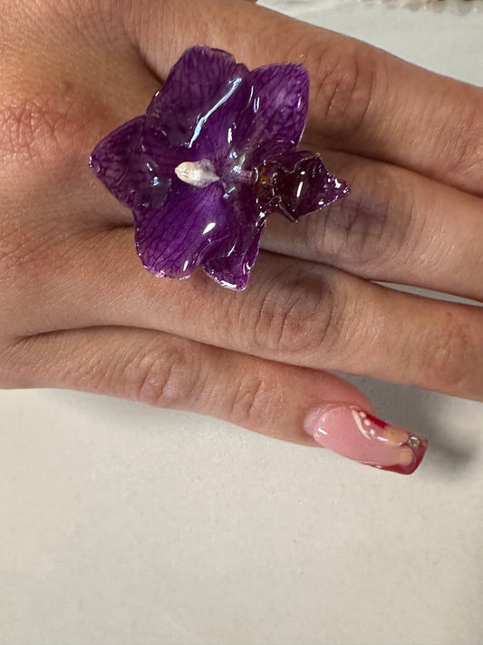 mini orchid adjustable size finger ring