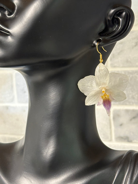 mini orchid flower earrings