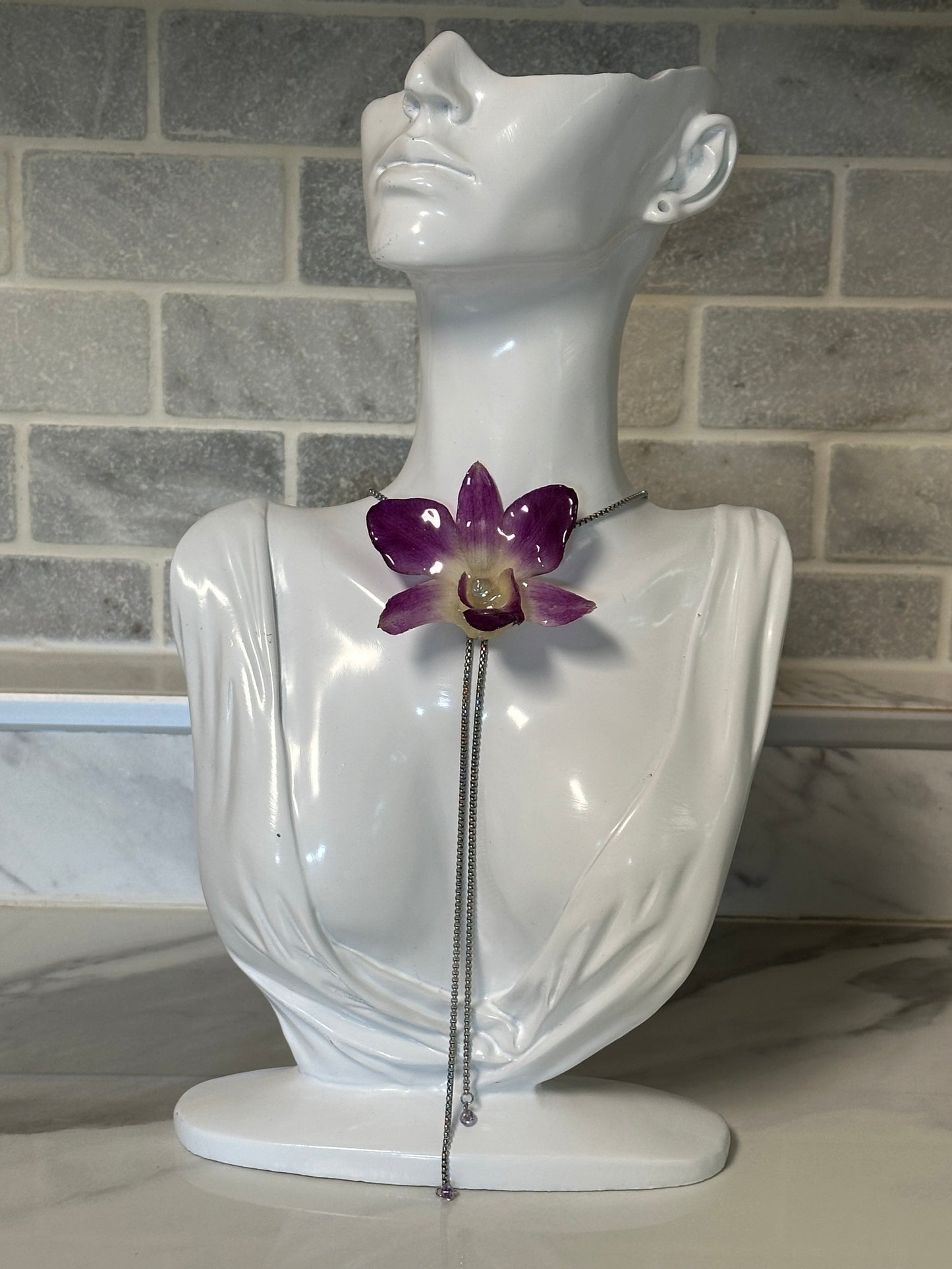 adjustable real orchid necklace