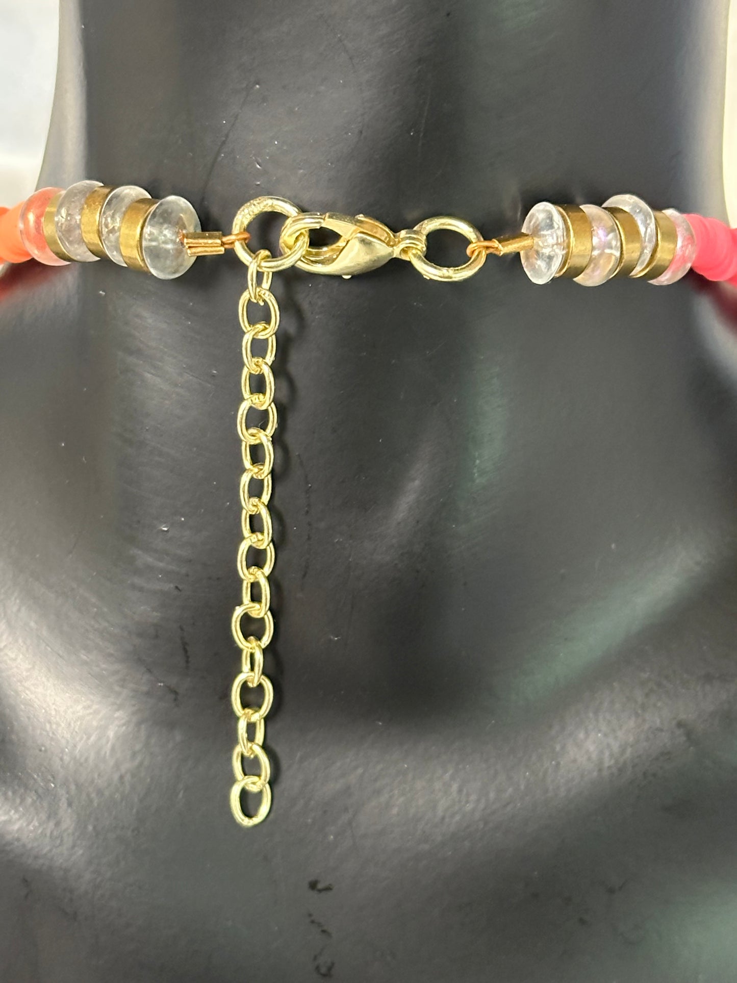 pink+orange orchid necklace