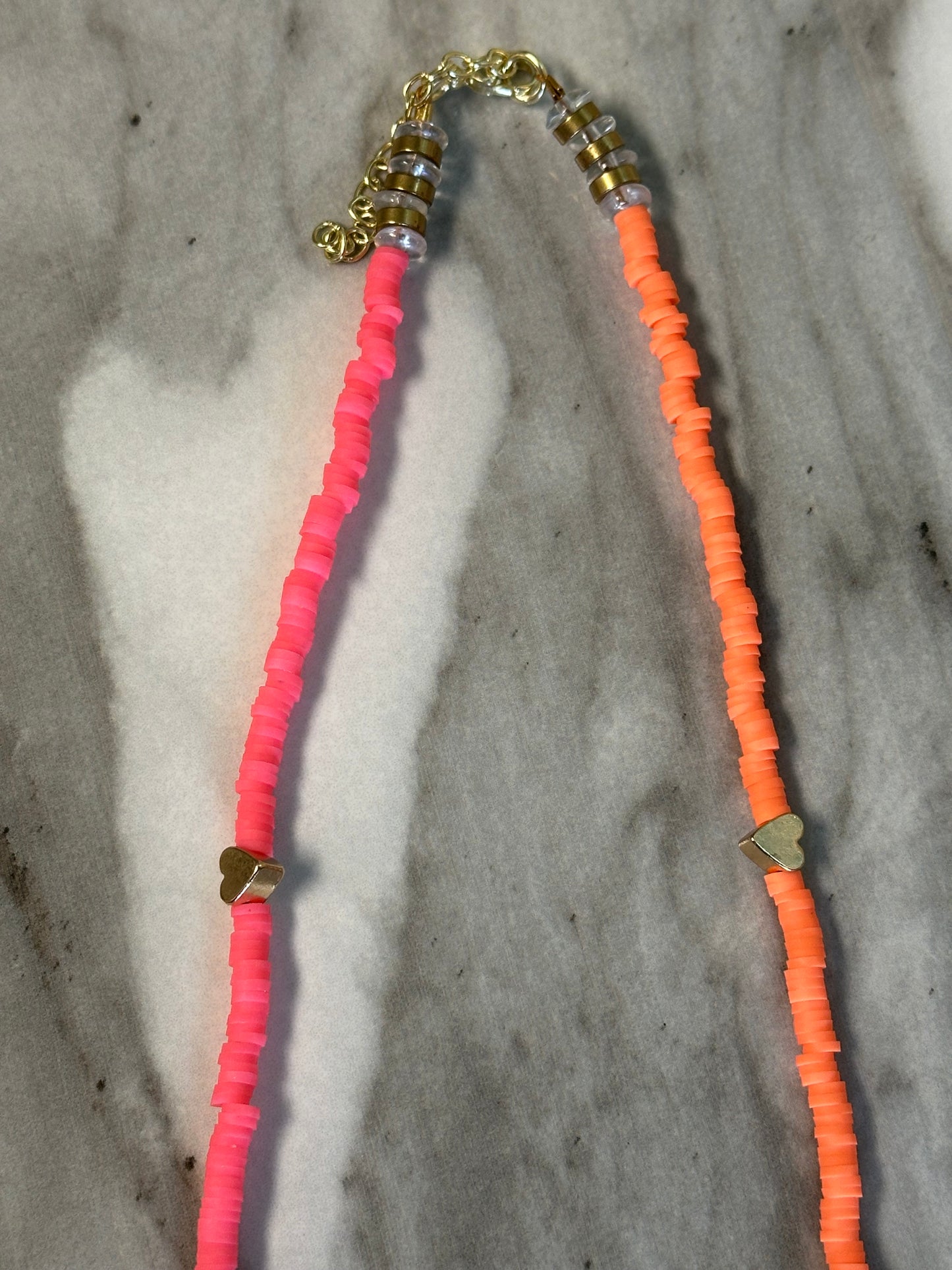 pink+orange orchid necklace