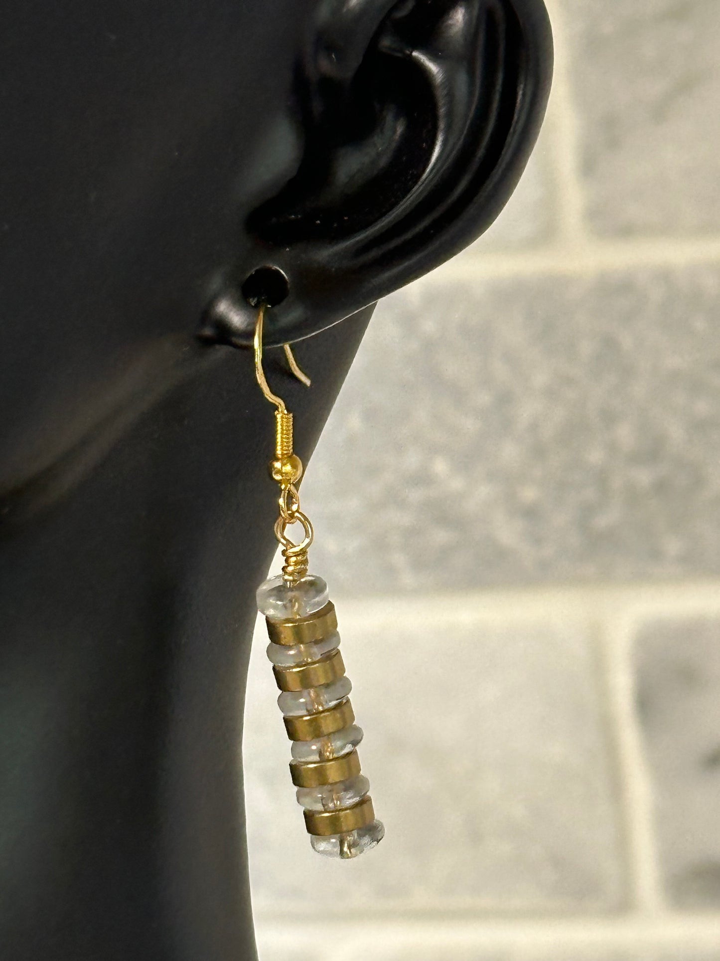 orchid brass necklace with earrings