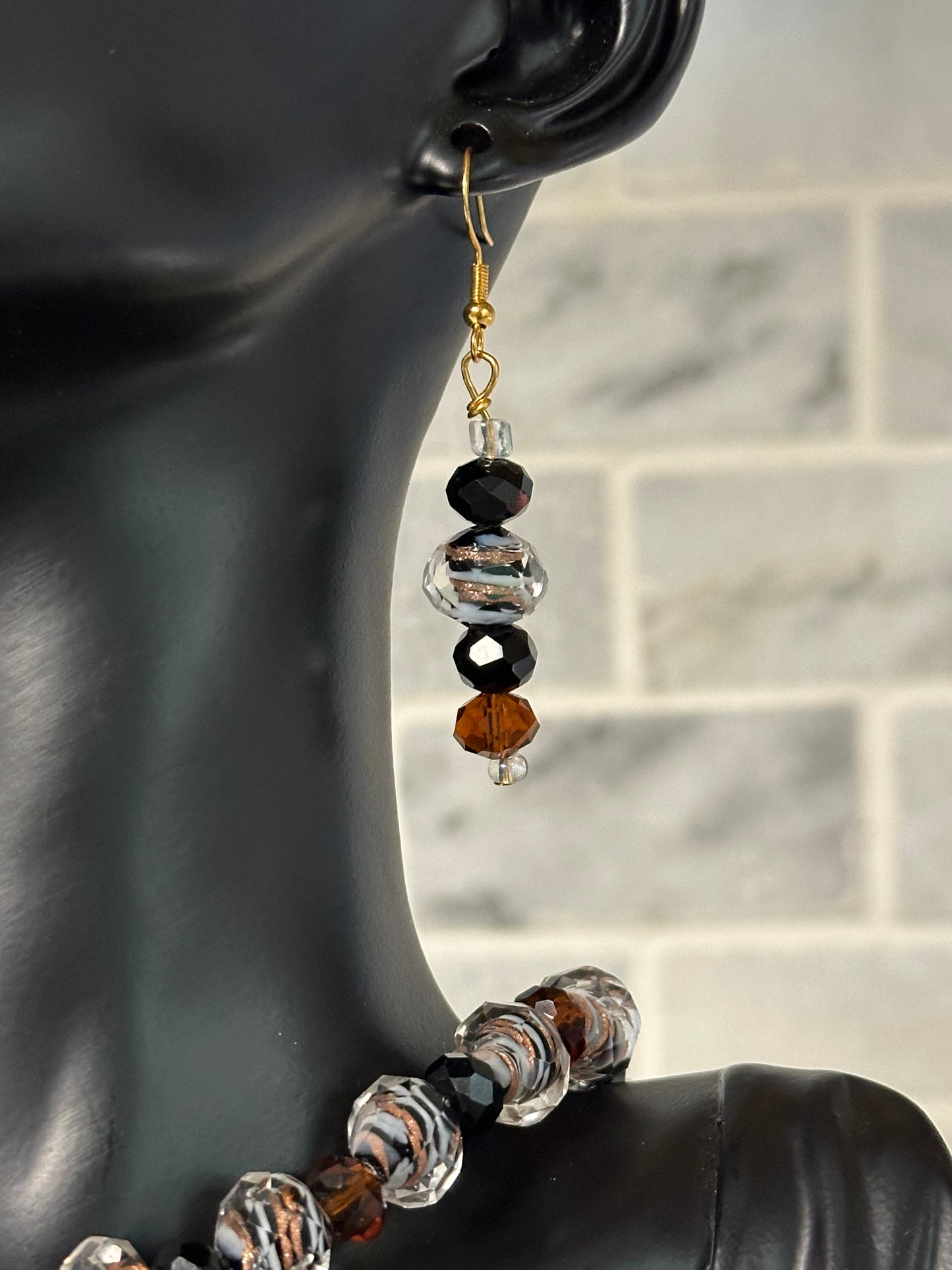 Orange cattleya necklace with earring