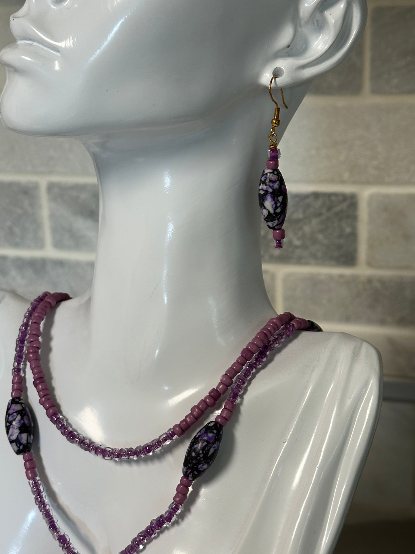 purple lilac phalaenopsis necklace set