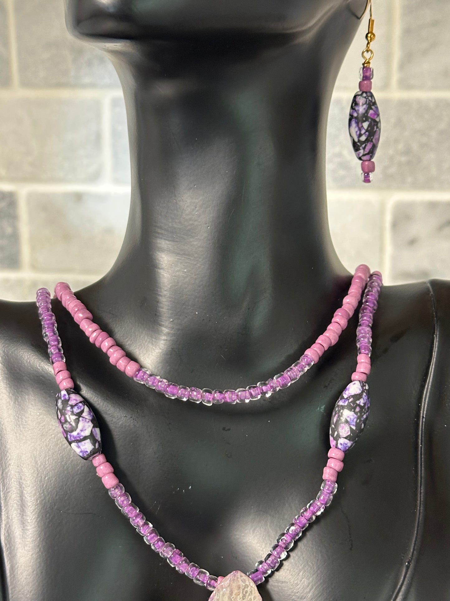 purple lilac phalaenopsis necklace set