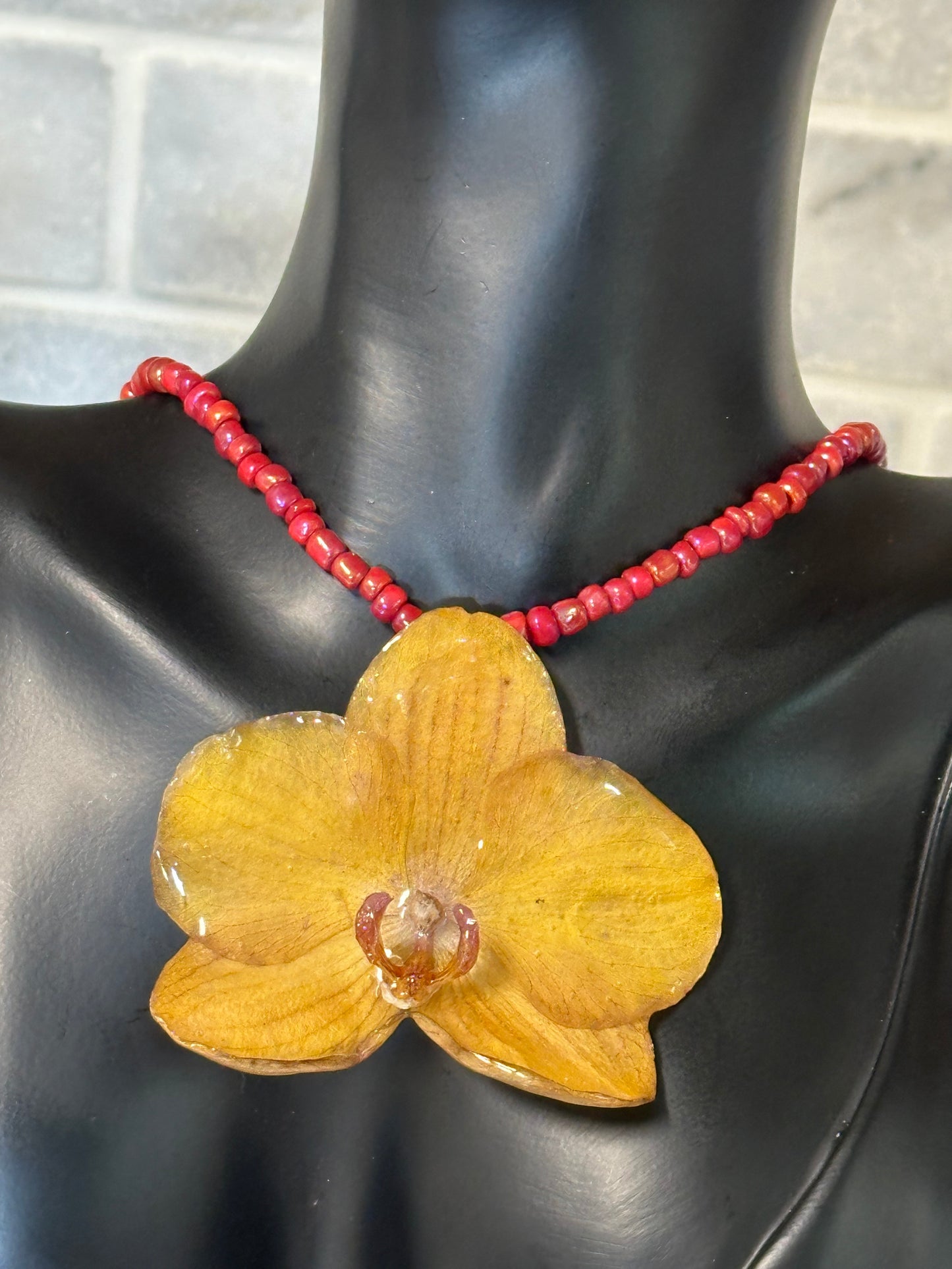 yellow orchid necklace