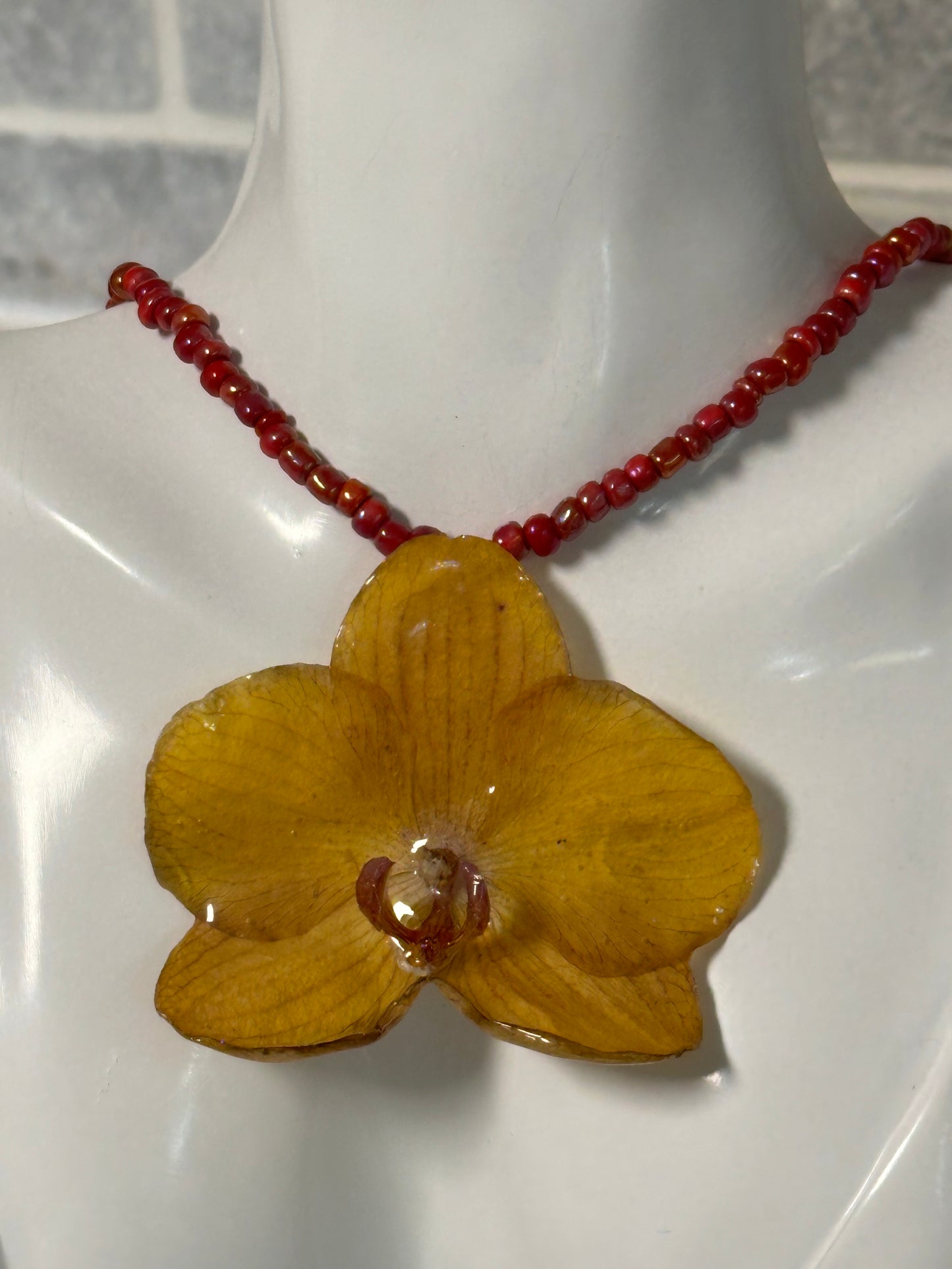 yellow orchid necklace