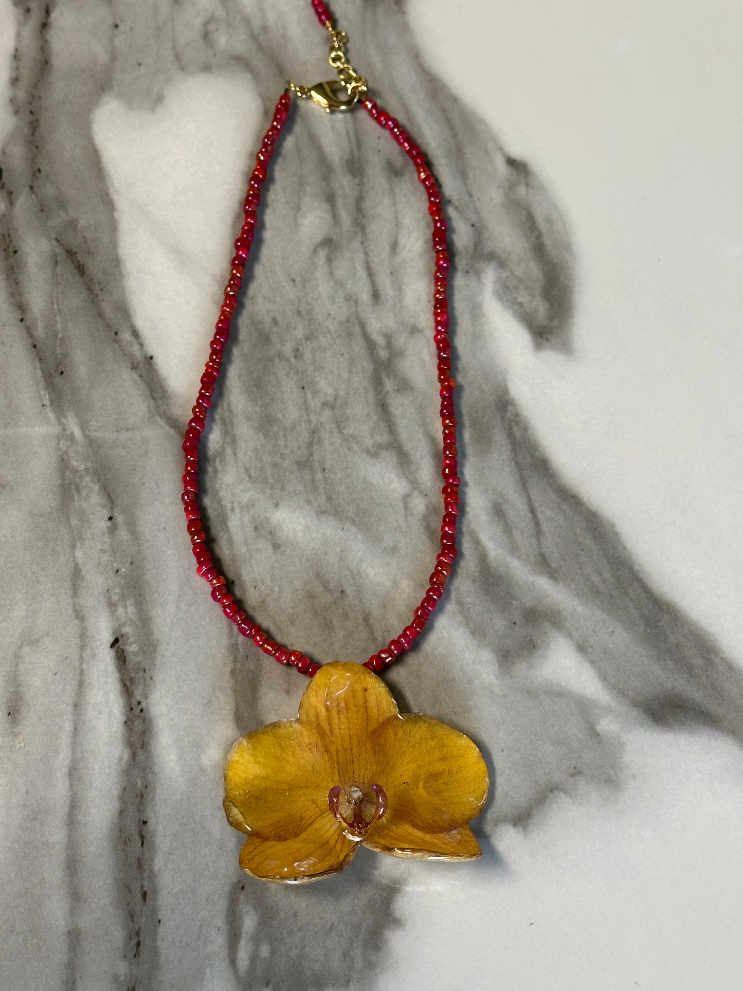 yellow orchid necklace