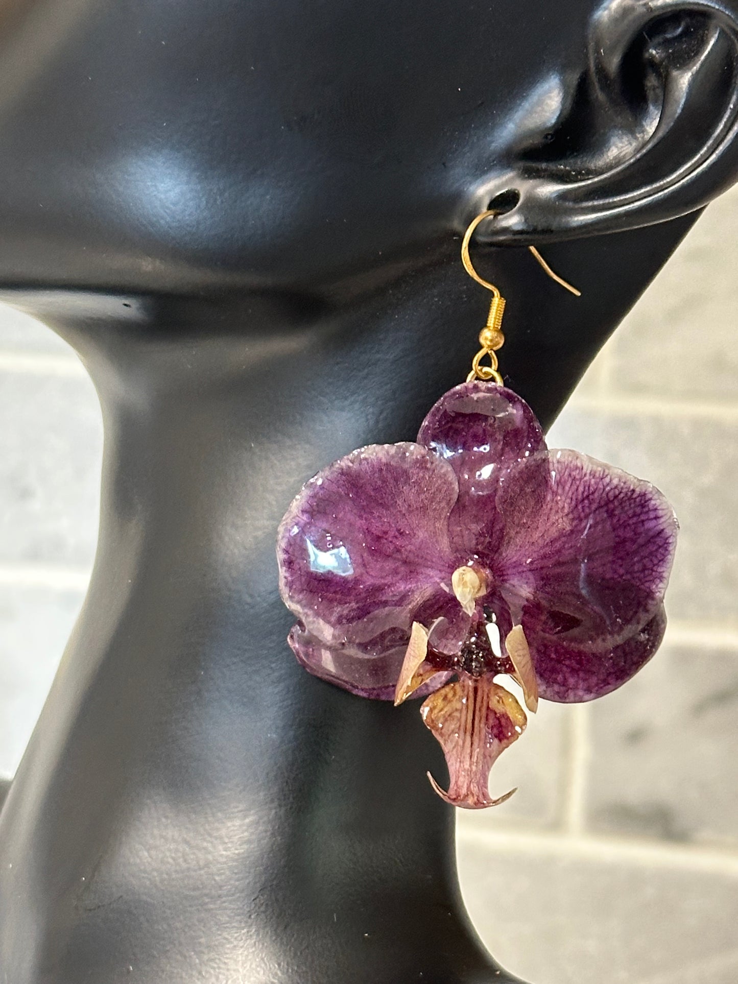 purple orchid earrings