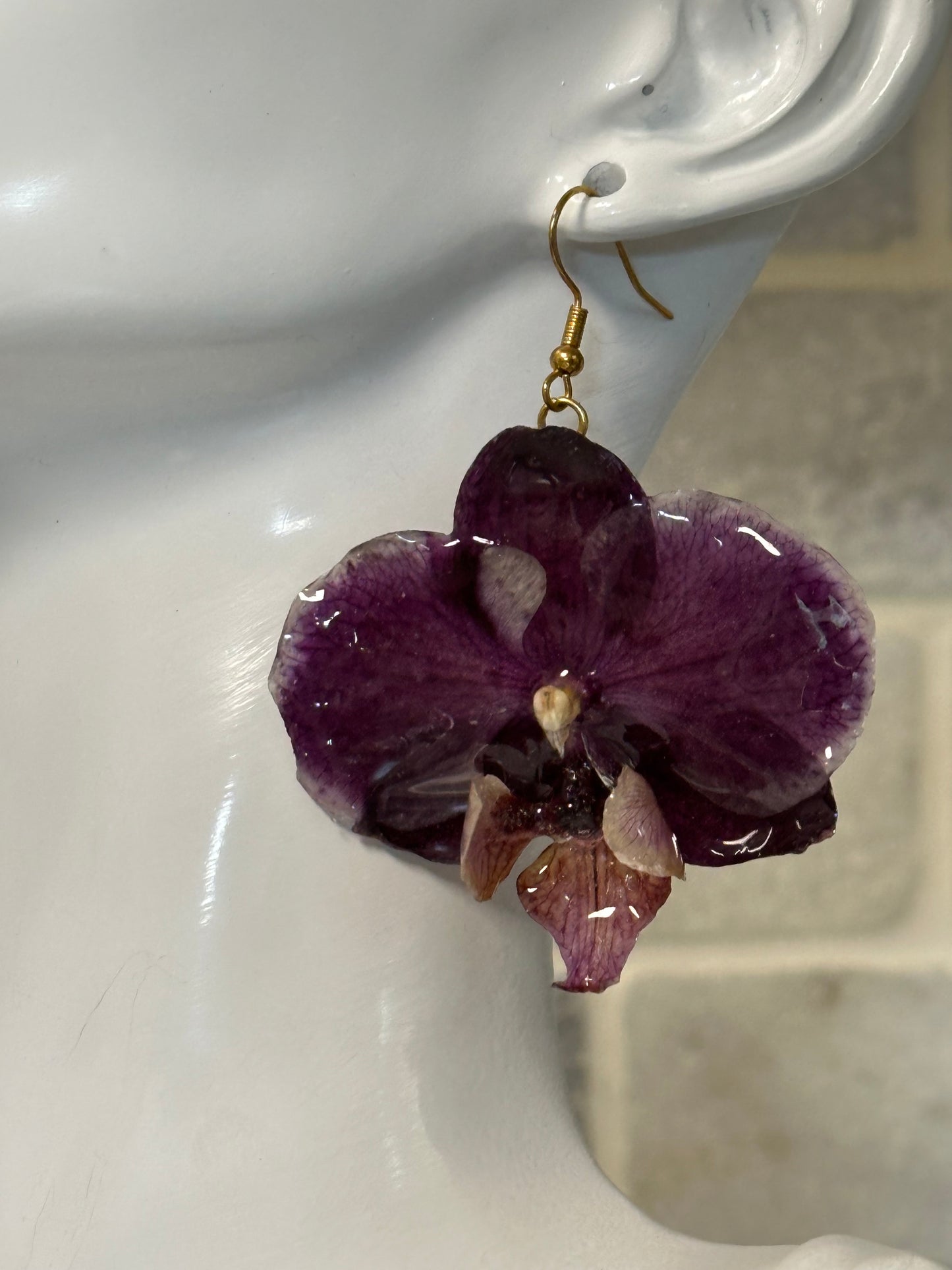purple orchid earrings