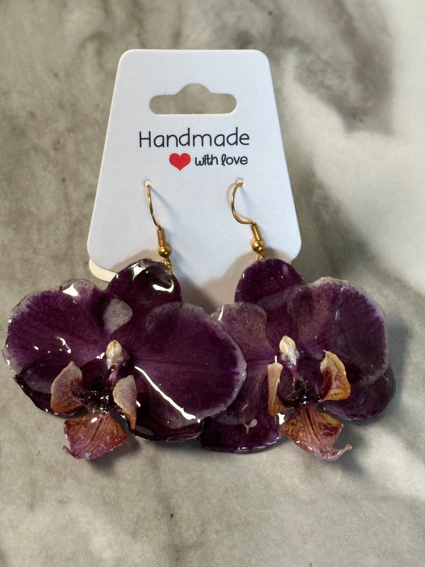purple orchid earrings