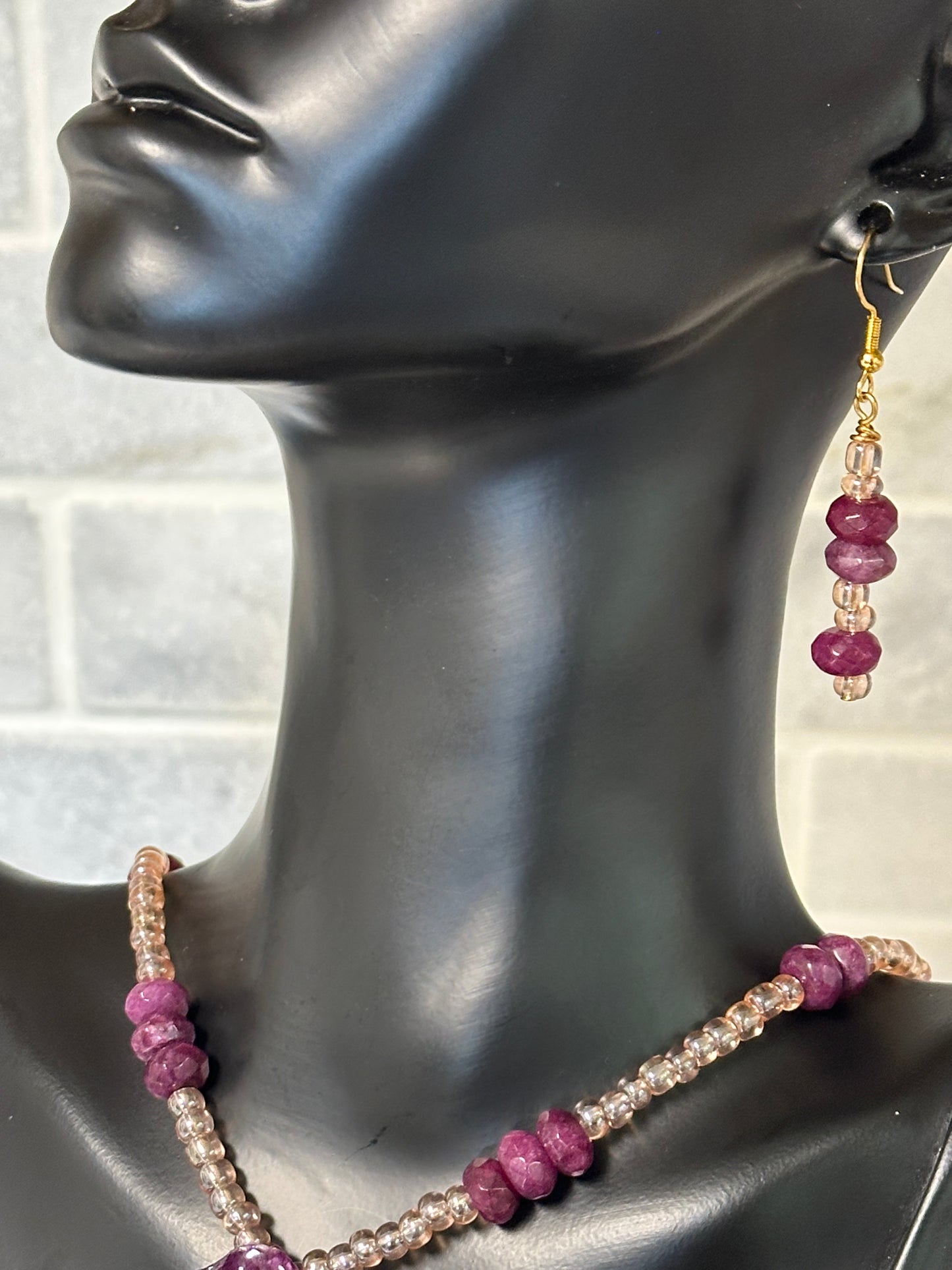 purple phalaenopsis orchids necklace set