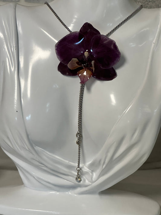 adjustable purple orchid necklace