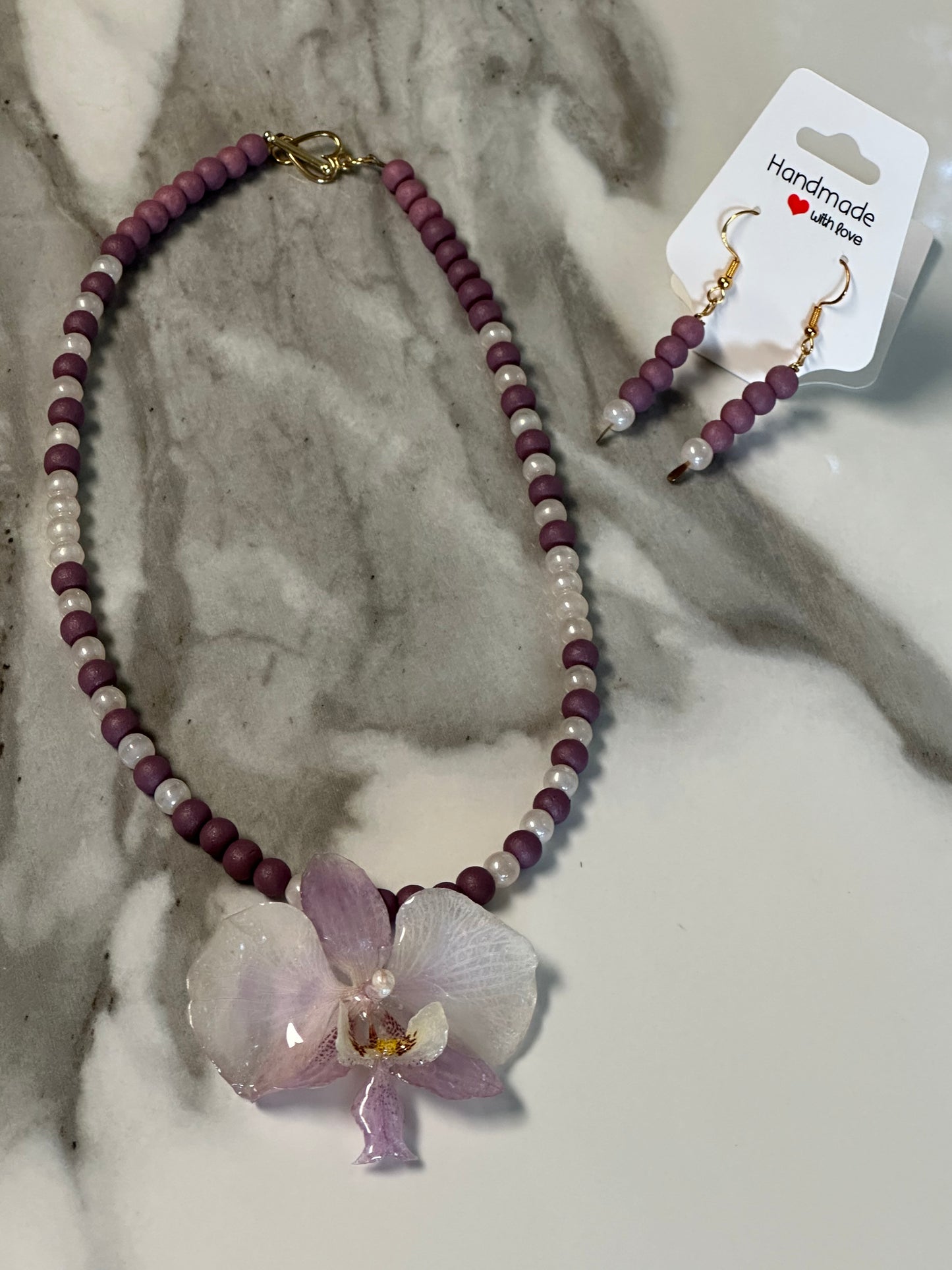 schilleriana phalaenopsis neckless with earrings