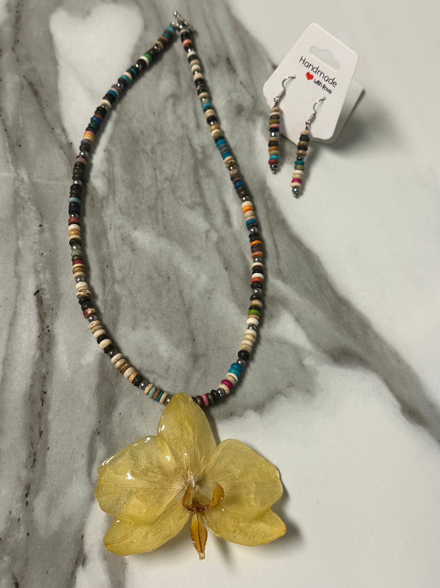 phalaenopsis orchids necklace with earrings