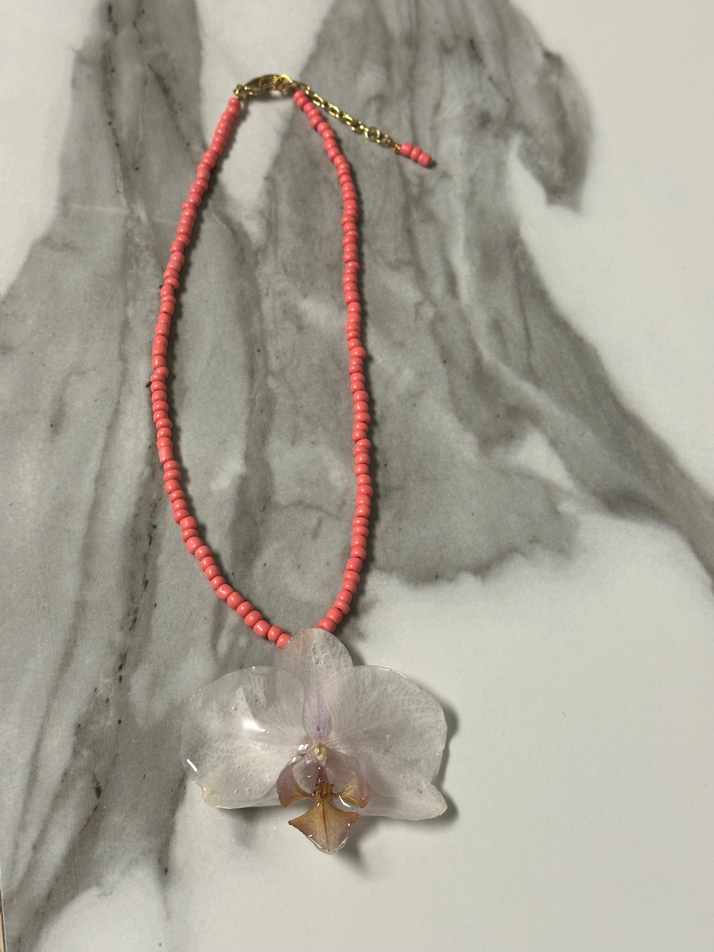white and blush phalaenopsis necklace