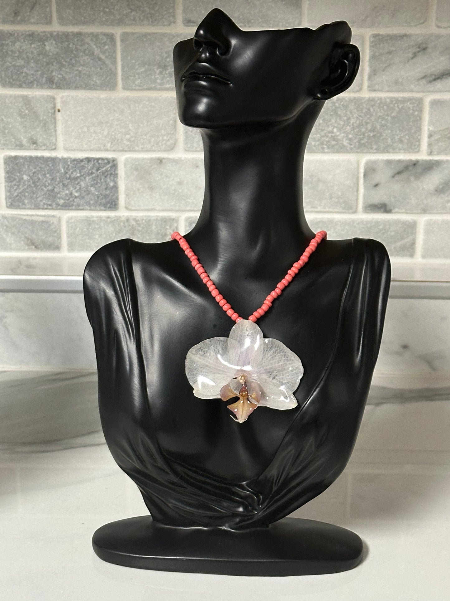 white and blush phalaenopsis necklace