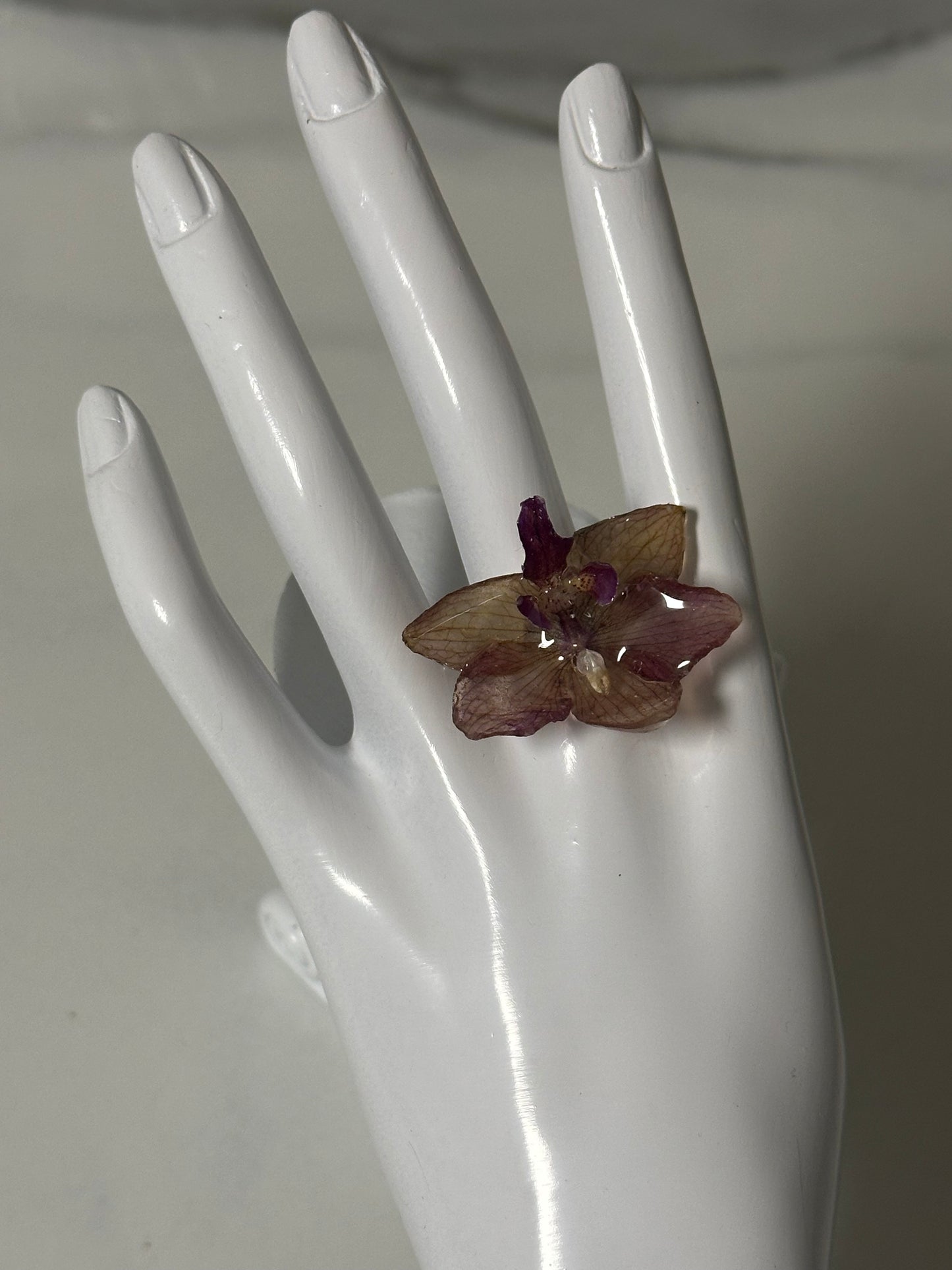 mini orchid adjustable size  finger ring