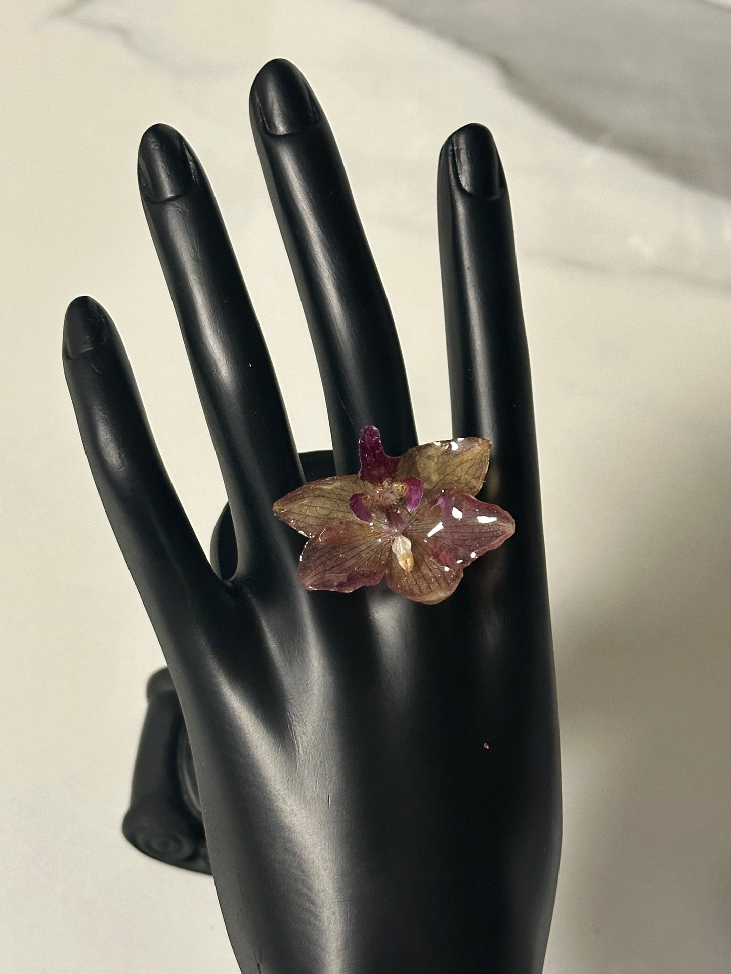 mini orchid adjustable size  finger ring