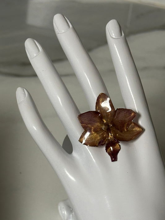 mini orchid adjustable size finger ring