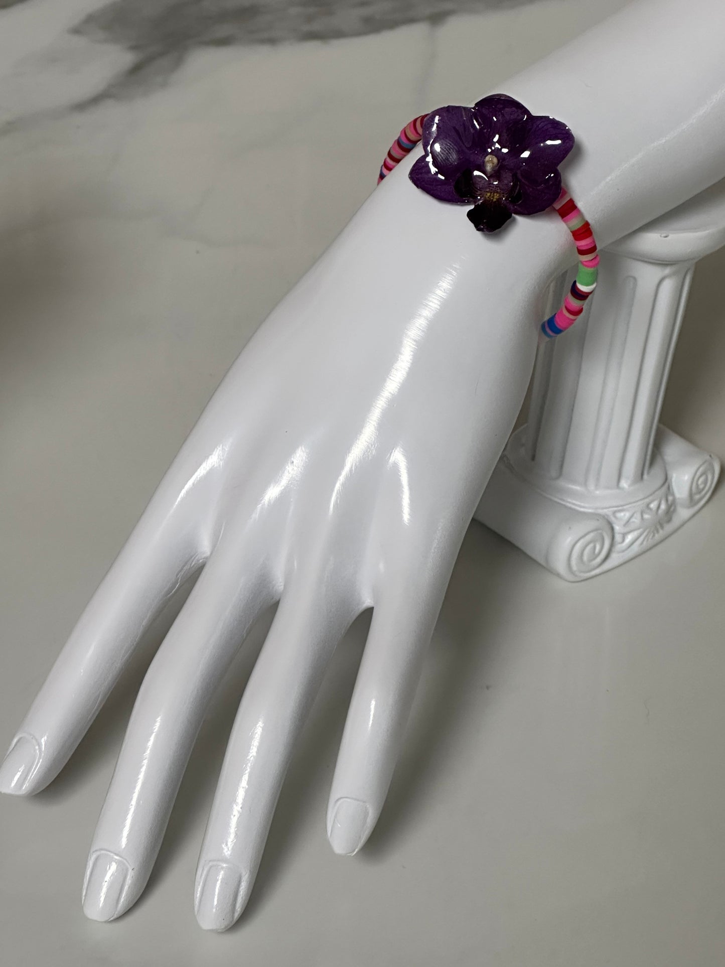 multicolor stretchy orchid bracelet