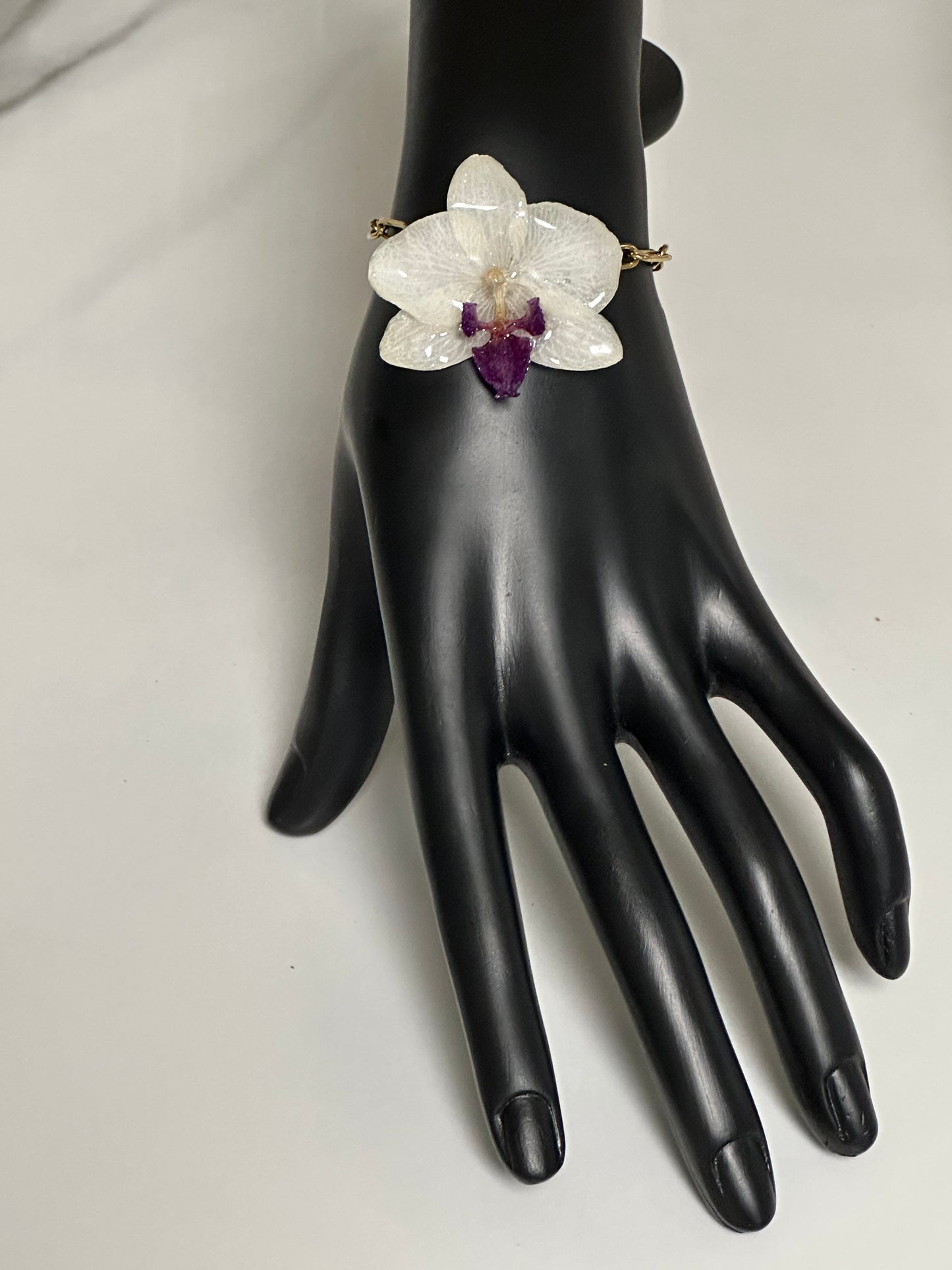 Mini orchid paperclip bracelet