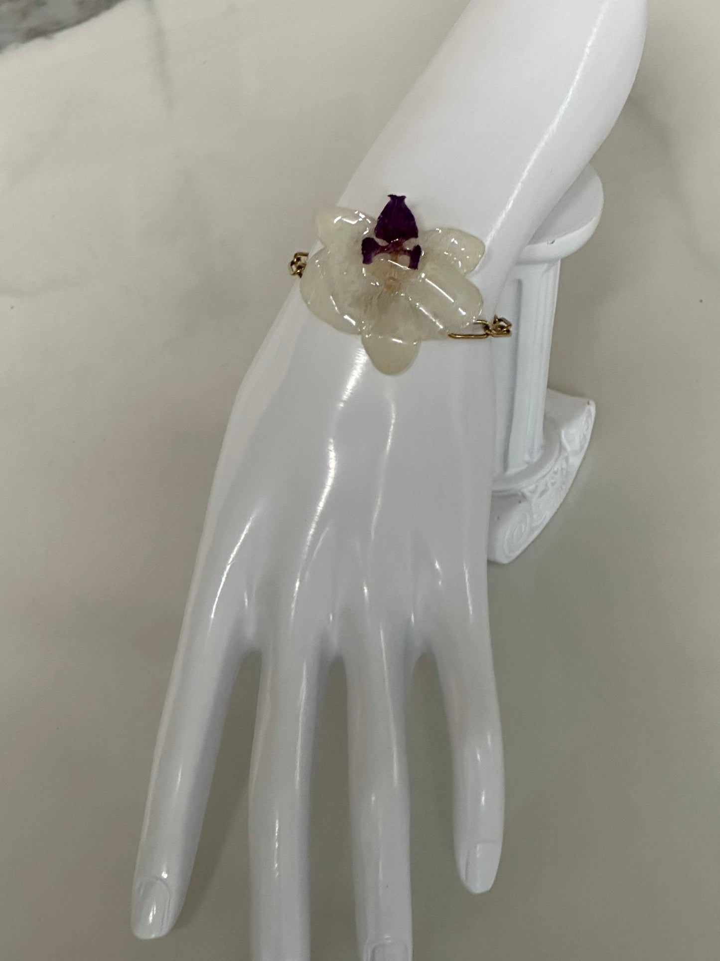Mini orchid paperclip bracelet
