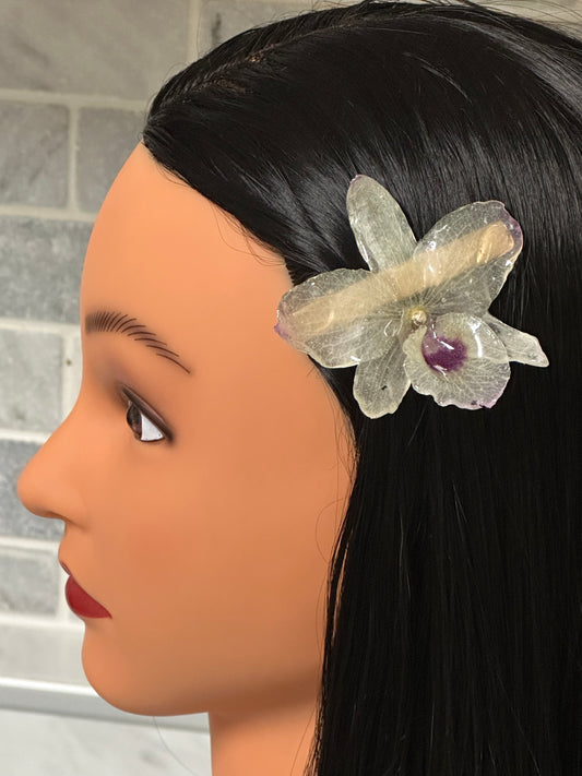 cute real orchid flower hair clip